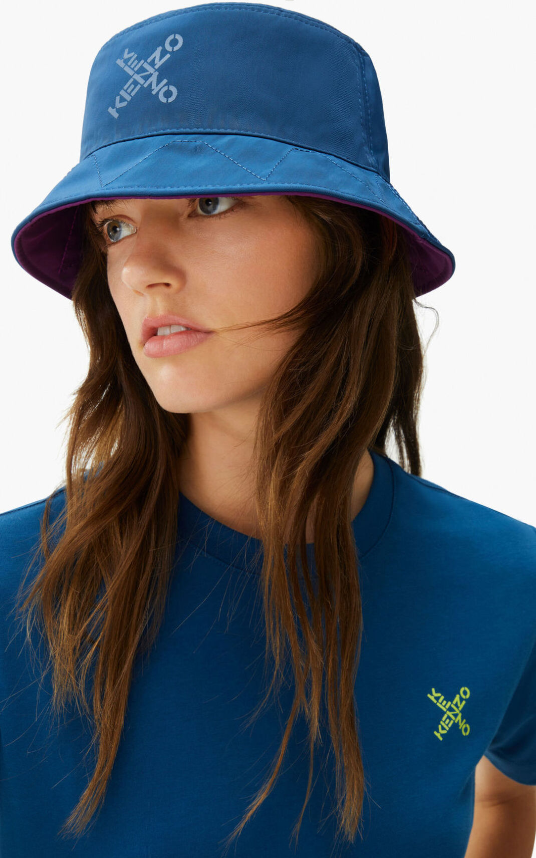 Kenzo Reversible Sport Bucket Hat Purple For Womens 2409TAONC